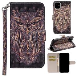 Tribal Owl 3D Painted Leather Phone Wallet Case Cover for iPhone 11 (6.1 inch)