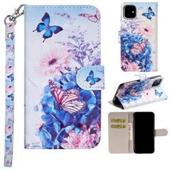 Pansy Butterfly 3D Painted Leather Phone Wallet Case Cover for iPhone 11 (6.1 inch)