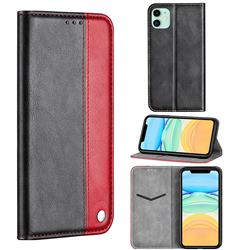Classic Business Ultra Slim Magnetic Sucking Stitching Flip Cover for iPhone 11 (6.1 inch) - Red