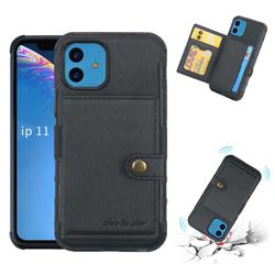 Brush Multi-function Leather Phone Case for iPhone 11 (6.1 inch) - Black