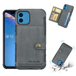 Brush Multi-function Leather Phone Case for iPhone 11 (6.1 inch) - Gray