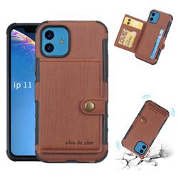 Brush Multi-function Leather Phone Case for iPhone 11 (6.1 inch) - Brown