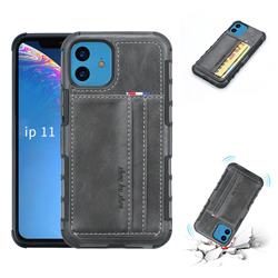 Luxury Shatter-resistant Leather Coated Card Phone Case for iPhone 11 (6.1 inch) - Gray