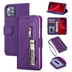 Retro Calfskin Zipper Leather Wallet Case Cover for iPhone 11 (6.1 inch) - Purple