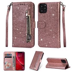 Glitter Shine Leather Zipper Wallet Phone Case for iPhone 11 (6.1 inch) - Pink