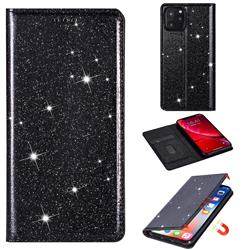 Ultra Slim Glitter Powder Magnetic Automatic Suction Leather Wallet Case for iPhone 11 (6.1 inch) - Black