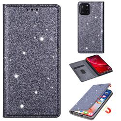 Ultra Slim Glitter Powder Magnetic Automatic Suction Leather Wallet Case for iPhone 11 (6.1 inch) - Gray