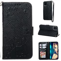 Embossing Fireworks Elephant Leather Wallet Case for iPhone 11 (6.1 inch) - Black