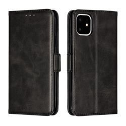 Retro Classic Calf Pattern Leather Wallet Phone Case for iPhone 11 (6.1 inch) - Black