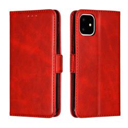 Retro Classic Calf Pattern Leather Wallet Phone Case for iPhone 11 (6.1 inch) - Red