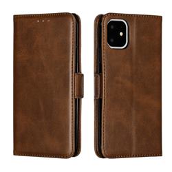 Retro Classic Calf Pattern Leather Wallet Phone Case for iPhone 11 (6.1 inch) - Brown