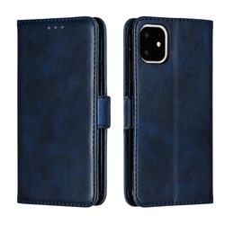 Retro Classic Calf Pattern Leather Wallet Phone Case for iPhone 11 (6.1 inch) - Blue