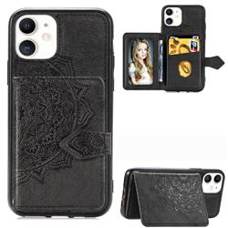 Mandala Flower Cloth Multifunction Stand Card Leather Phone Case for iPhone 11 (6.1 inch) - Black