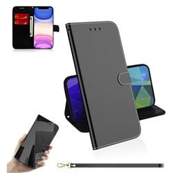 Shining Mirror Like Surface Leather Wallet Case for iPhone 11 (6.1 inch) - Black