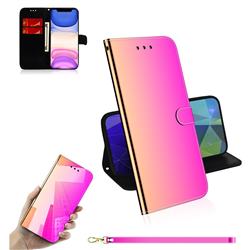 Shining Mirror Like Surface Leather Wallet Case for iPhone 11 (6.1 inch) - Rainbow Gradient