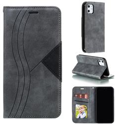 Retro S Streak Magnetic Leather Wallet Phone Case for iPhone 11 (6.1 inch) - Gray