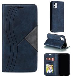 Retro S Streak Magnetic Leather Wallet Phone Case for iPhone 11 (6.1 inch) - Blue