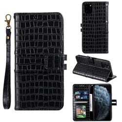 Luxury Crocodile Magnetic Leather Wallet Phone Case for iPhone 11 (6.1 inch) - Black