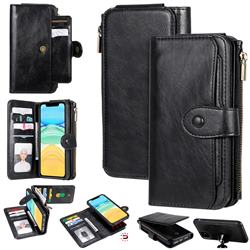 Retro Multifunction Zipper Magnetic Separable Leather Phone Case Cover for iPhone 11 (6.1 inch) - Black