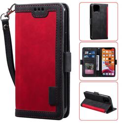 Luxury Retro Stitching Leather Wallet Phone Case for iPhone 11 (6.1 inch) - Deep Red