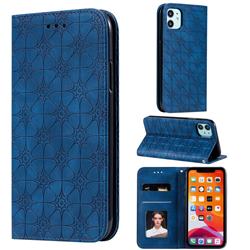 Intricate Embossing Four Leaf Clover Leather Wallet Case for iPhone 11 (6.1 inch) - Dark Blue