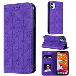 Intricate Embossing Four Leaf Clover Leather Wallet Case for iPhone 11 (6.1 inch) - Purple