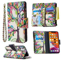 The Tree of Life Binfen Color BF03 Retro Zipper Leather Wallet Phone Case for iPhone 11 (6.1 inch)