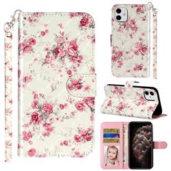 Rambler Rose Flower 3D Leather Phone Holster Wallet Case for iPhone 11 (6.1 inch)