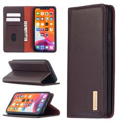 Binfen Color BF06 Luxury Classic Genuine Leather Detachable Magnet Holster Cover for iPhone 11 (6.1 inch) - Dark Brown