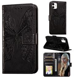 Intricate Embossing Vivid Butterfly Leather Wallet Case for iPhone 11 (6.1 inch) - Black