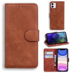 Retro Classic Skin Feel Leather Wallet Phone Case for iPhone 11 (6.1 inch) - Brown