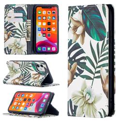 Flower Leaf Slim Magnetic Attraction Wallet Flip Cover for iPhone 11 (6.1 inch)