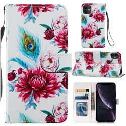 Peacock Flower Smooth Leather Phone Wallet Case for iPhone 11 (6.1 inch)