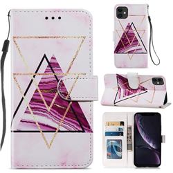 Three-color Marble Smooth Leather Phone Wallet Case for iPhone 11 (6.1 inch)