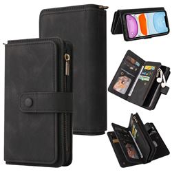 Luxury Multi-functional Zipper Wallet Leather Phone Case Cover for iPhone 11 (6.1 inch) - Black