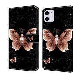 Black Diamond Butterfly Crystal PU Leather Protective Wallet Case Cover for iPhone 11 (6.1 inch)