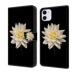 White Flower Crystal PU Leather Protective Wallet Case Cover for iPhone 11 (6.1 inch)