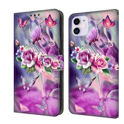 Flower Butterflies Crystal PU Leather Protective Wallet Case Cover for iPhone 11 (6.1 inch)