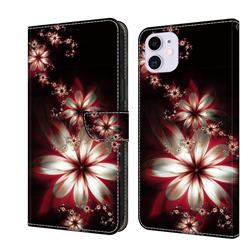 Red Dream Flower Crystal PU Leather Protective Wallet Case Cover for iPhone 11 (6.1 inch)