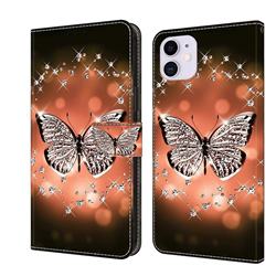 Crystal Butterfly Crystal PU Leather Protective Wallet Case Cover for iPhone 11 (6.1 inch)