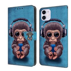 Cute Orangutan Crystal PU Leather Protective Wallet Case Cover for iPhone 11 (6.1 inch)