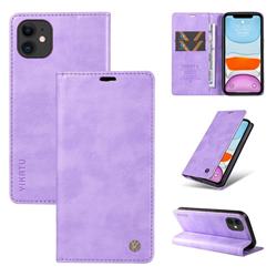 YIKATU Litchi Card Magnetic Automatic Suction Leather Flip Cover for iPhone 11 (6.1 inch) - Purple