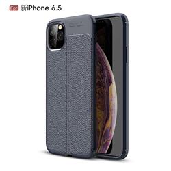 Luxury Auto Focus Litchi Texture Silicone TPU Back Cover for iPhone 11 Pro Max (6.5 inch) - Dark Blue