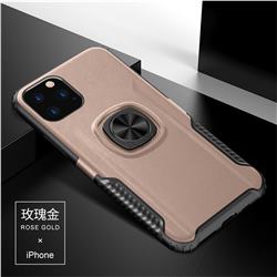 Knight Armor Anti Drop PC + Silicone Invisible Ring Holder Phone Cover for iPhone 11 Pro Max (6.5 inch) - Rose Gold