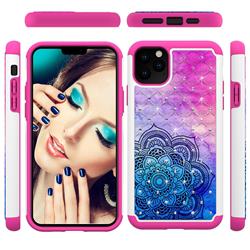 Colored Mandala Studded Rhinestone Bling Diamond Shock Absorbing Hybrid Defender Rugged Phone Case Cover for iPhone 11 Pro Max (6.5 inch)