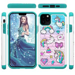 Fashion Unicorn Studded Rhinestone Bling Diamond Shock Absorbing Hybrid Defender Rugged Phone Case Cover for iPhone 11 Pro Max (6.5 inch)