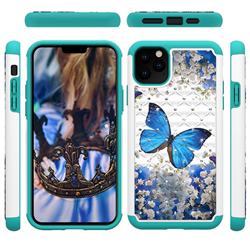 Flower Butterfly Studded Rhinestone Bling Diamond Shock Absorbing Hybrid Defender Rugged Phone Case Cover for iPhone 11 Pro Max (6.5 inch)