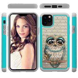 Sweet Gray Owl Studded Rhinestone Bling Diamond Shock Absorbing Hybrid Defender Rugged Phone Case Cover for iPhone 11 Pro Max (6.5 inch)