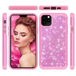 Glitter Rhinestone Bling Shock Absorbing Hybrid Defender Rugged Phone Case Cover for iPhone 11 Pro Max (6.5 inch) - Pink