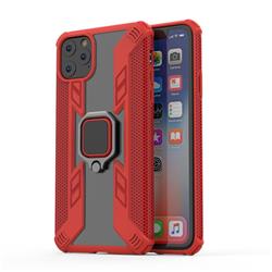 Predator Armor Metal Ring Grip Shockproof Dual Layer Rugged Hard Cover for iPhone 11 Pro Max (6.5 inch) - Red